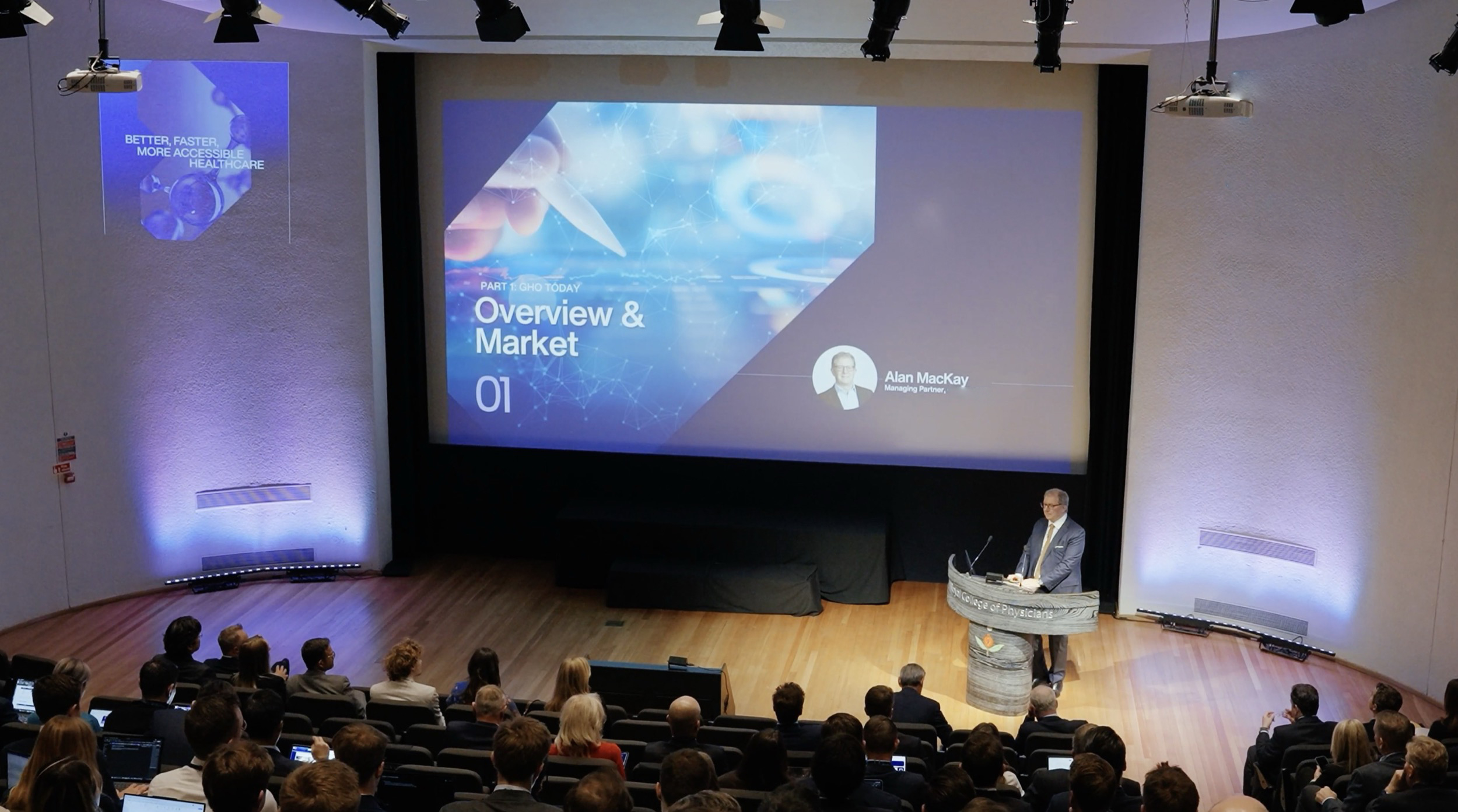 Premium investor conference stage production and keynote presentations at RCP London