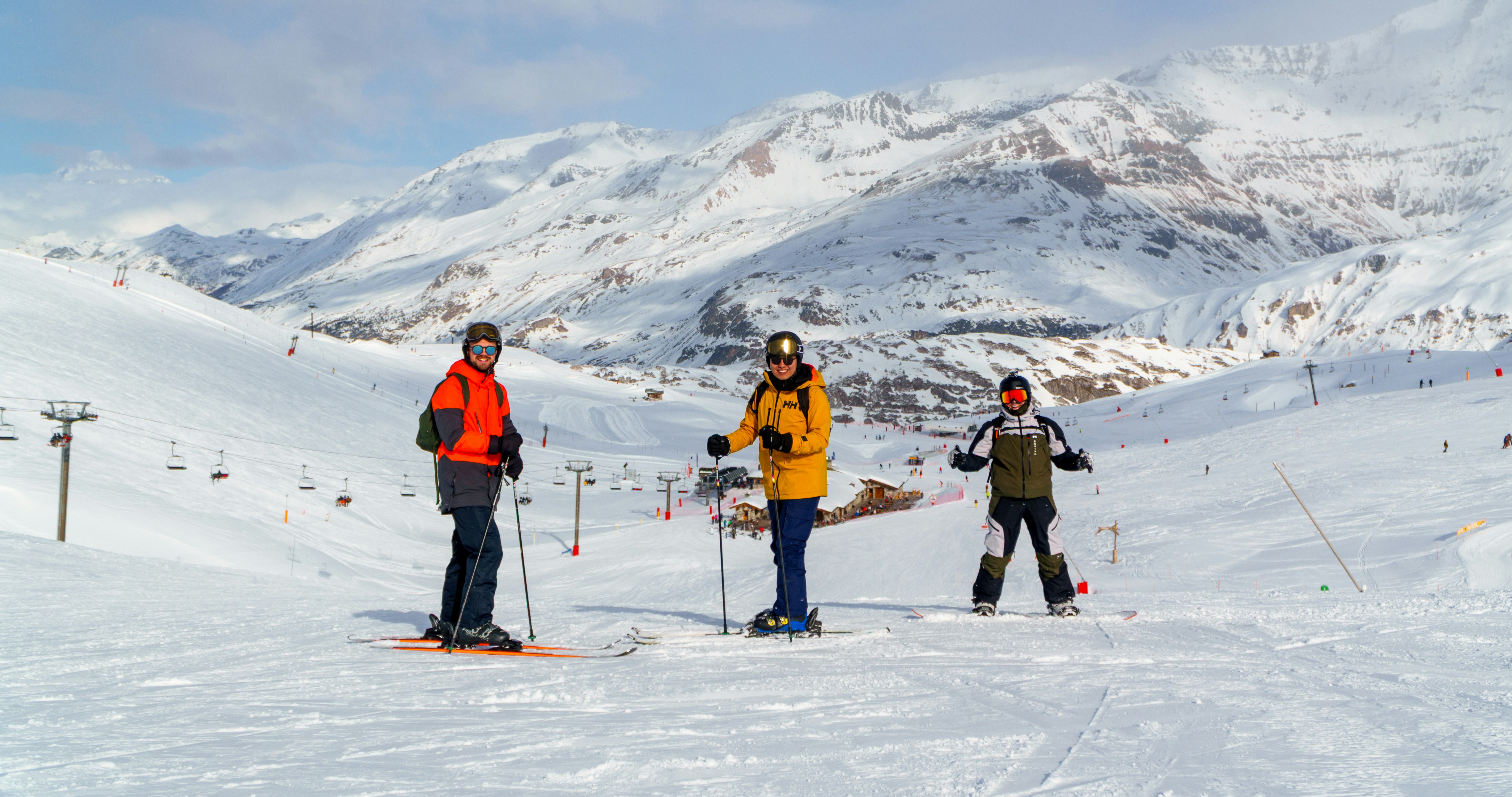 Corporate ski group receiving professional small-group instruction on the slopes in Megève